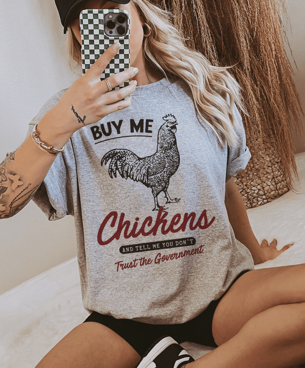 Buy Me Chickens Graphic Tee: Large / Light Heather Grey Tee