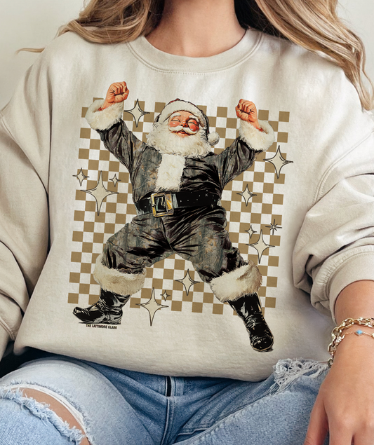 Camo Santa Checkered: LARGE / Cream Sweatshirt